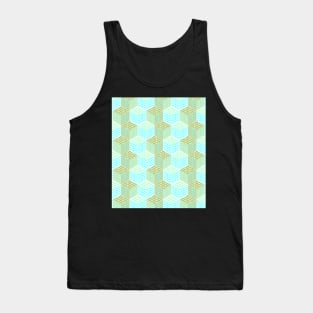 Cubes in teal and golden chevron Tank Top